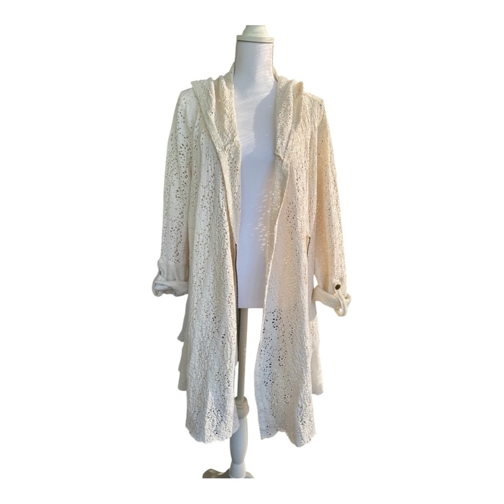 Free People Cream Hooded Cardigan